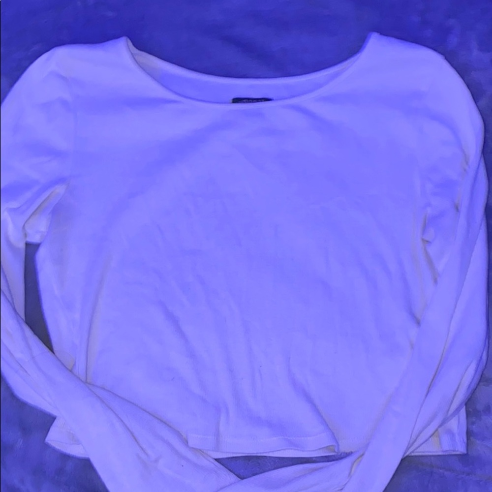 White Ribbed Long Sleeve